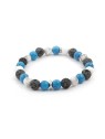 Agato Bracciale di perline in howlite e pietra lavica MINK66 - Lunghezza: 19 cm unisex