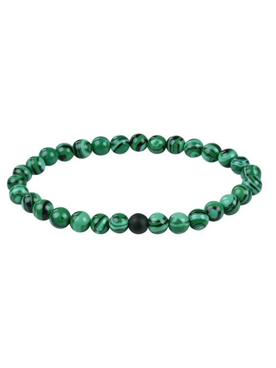 Troli Bracciale di perline in malachite e onice - Lunghezza: 17 cm unisex