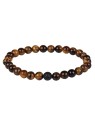 Troli Bracciale di perline in occhio di tigre e pietra lavaca - Lunghezza: 18 cm unisex