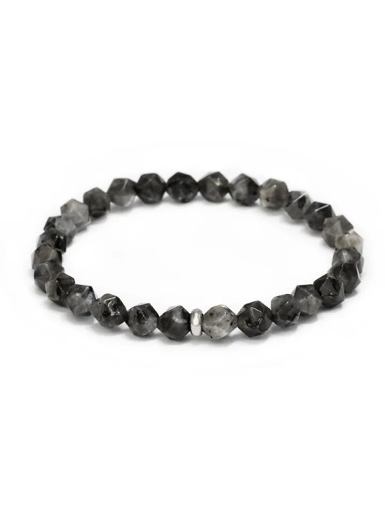 Agato Bracciale con perline Larvikite MINK151/17 unisex