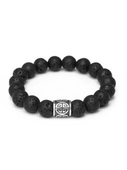 Agato Bracciale con perline di pietra lavaca MINK165/21 unisex