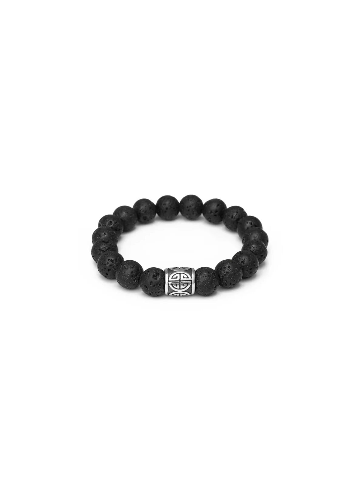Agato Bracciale con perline di pietra lavaca MINK165/21 unisex