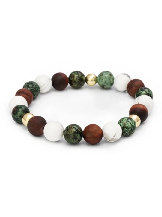 Agato Bracciale con perline turchesi e occhio di bue in howlite MINK166/17 unisex