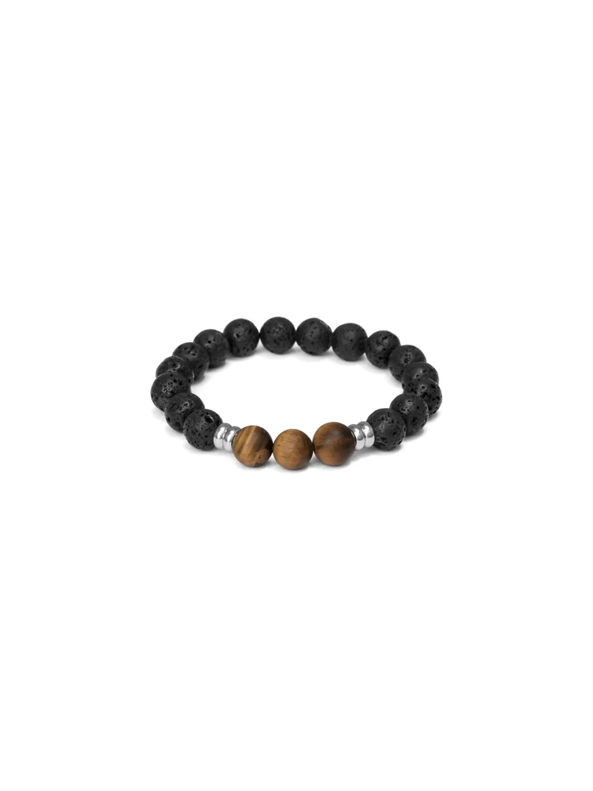 Bracciale Agato in pietra lavica e perla occhio di tigre MINK160/20 unisex