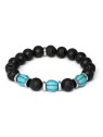 Agato Bracciale in pietra lavaca, ematite e turchese perline MINK163/20 unisex