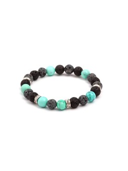 Agato Bracciale in pietra lavica e turchese perline MINK100/18 unisex
