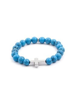 Agato Bracciale con perline di howlite ed ematite MINK47/18 unisex