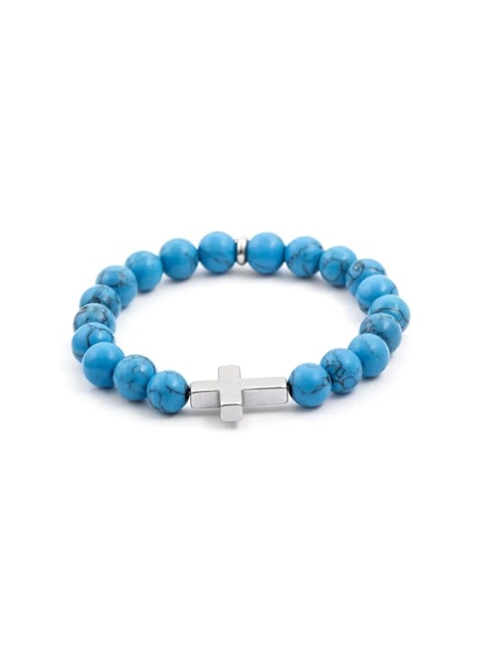 Agato Bracciale con perline di howlite ed ematite MINK47/18 unisex