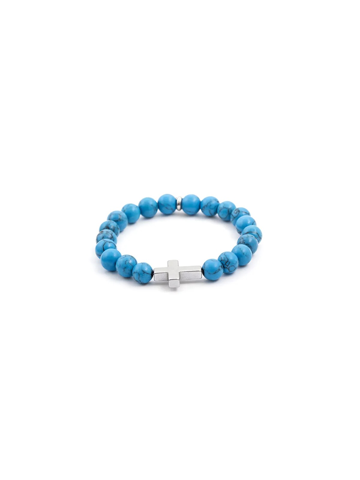 Agato Bracciale con perline di howlite ed ematite MINK47/18 unisex