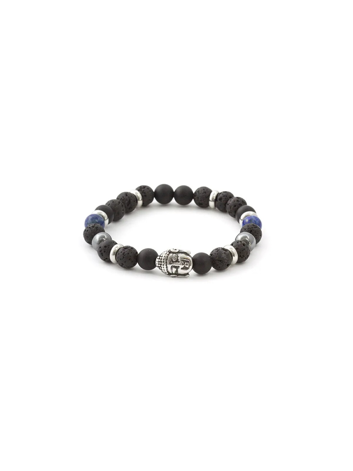 Agato Bracciale con perline in pietra lavaca, agata e lapislazzuli MINK115/19 unisex