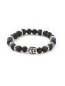 Agato Bracciale con perline in pietra lavaca, agata e lapislazzuli MINK115/19 unisex