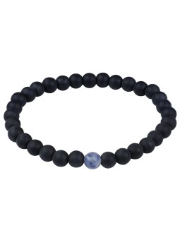 Troli Bracciale di perline di onice e diaspro blu - Lunghezza: 18 cm uomo