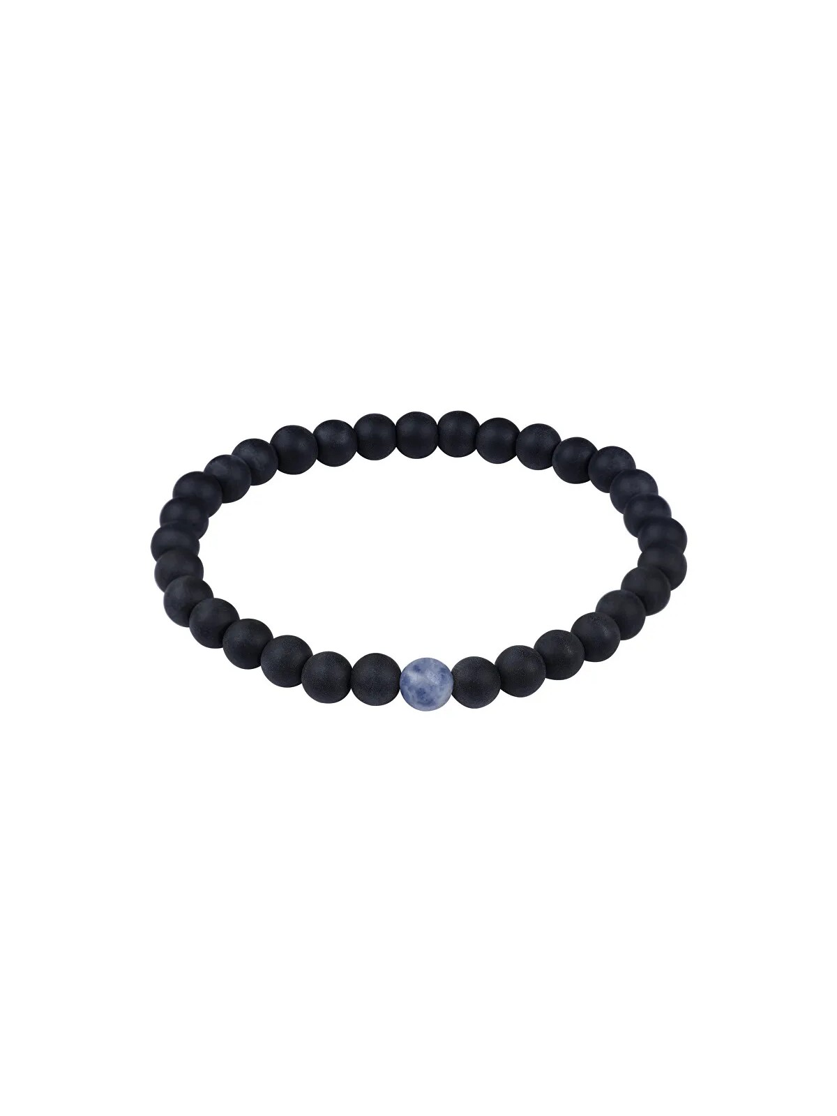 Troli Bracciale di perline di onice e diaspro blu - Lunghezza: 18 cm uomo