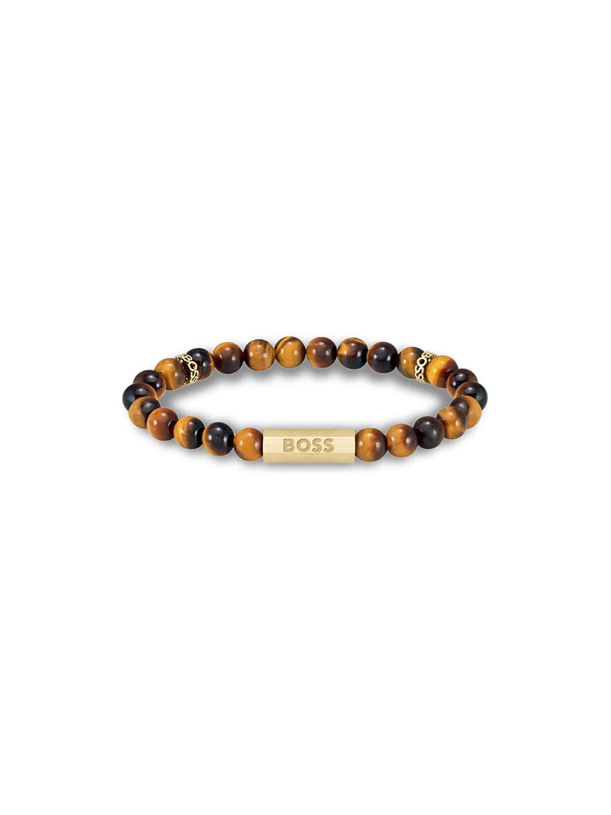 Hugo Boss Bracciale trendy con perline e sfera in occhio di tigre 1580661 - Lunghezza: 19 cm uomo