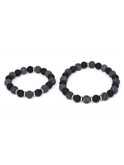 Agato Bracciale minerale per padre e figlio MINK58/SET (onice, pietra lava) uomo