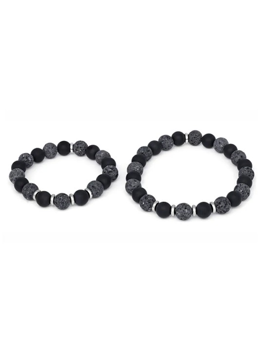 Agato Bracciale minerale per padre e figlio MINK58/SET (onice, pietra lava) uomo