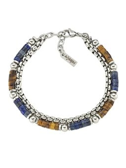 Amen Bracciale doppio da uomo con occhio di tigre e lapislazzuli ACBR2BBBLM uomo