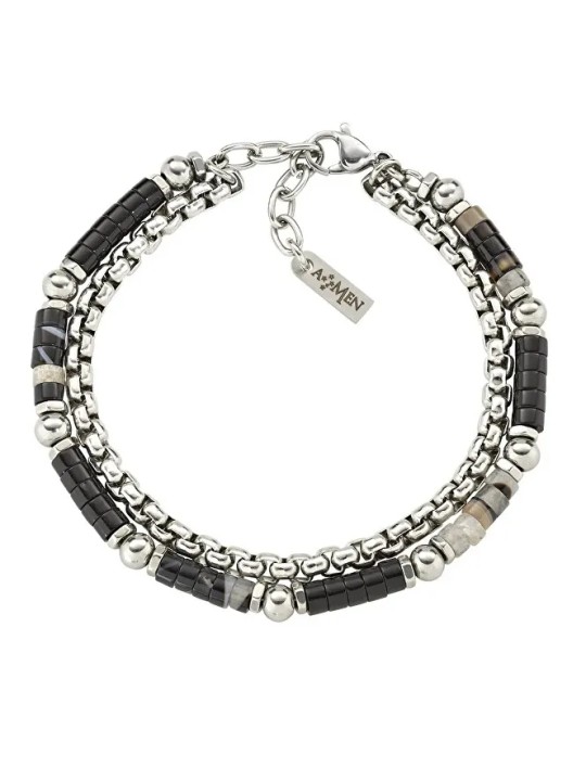 Amen Bracciale doppio da uomo con agata ACBR2BBNGR uomo