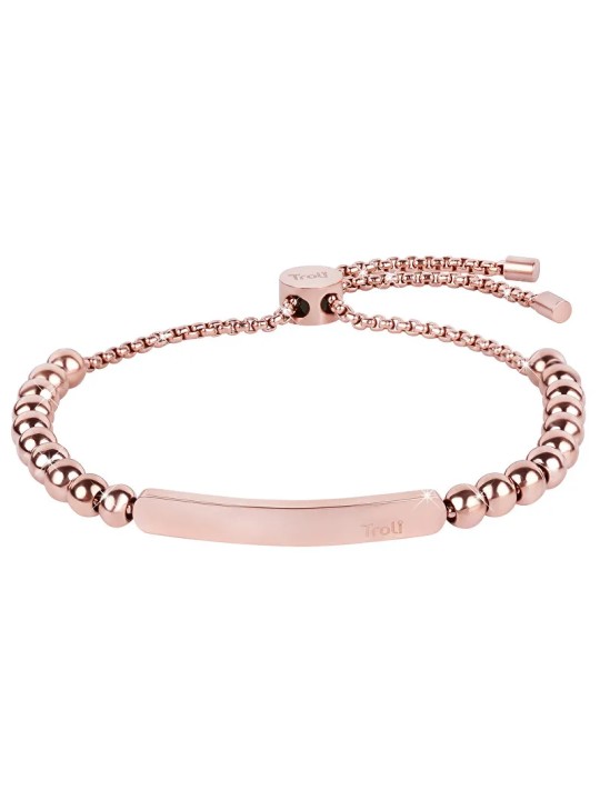Troli Bracciale placcato oro rosa con perle in acciaio donna