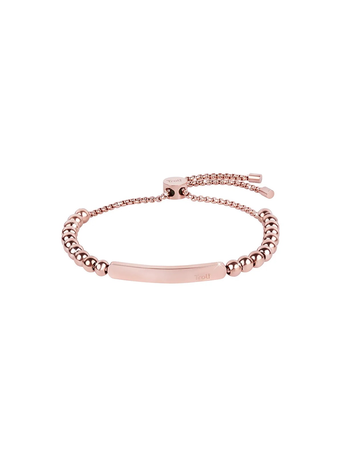 Troli Bracciale placcato oro rosa con perle in acciaio donna