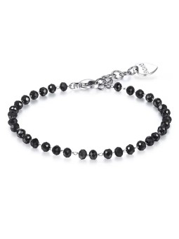 S'Agapõ Bracciale con perline nere Happy SHAC49 donna