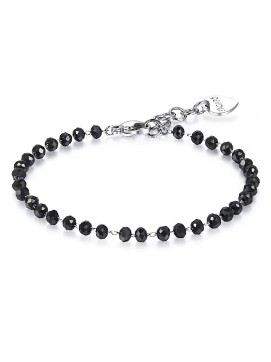 S'Agapõ Bracciale con perline nere Happy SHAC49 donna