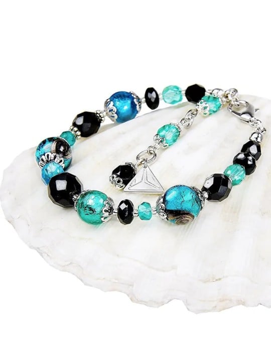 Lampglas Bracciale misterioso Deep Sea con perle Lampglas e argento puro BP11 donna