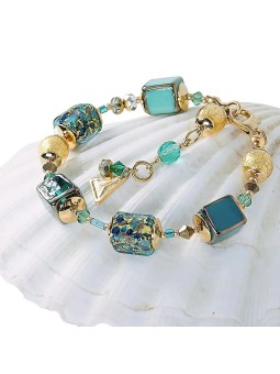 Lampglas Lampada da tavolo Emerald Oasis con lampada a 24 carati in vetro perlato BCU68 donna