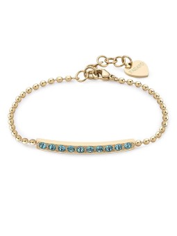 S'Agapõ Elegante bracciale placcato oro con cristalli azzurri Dazzly SDZ18 donna