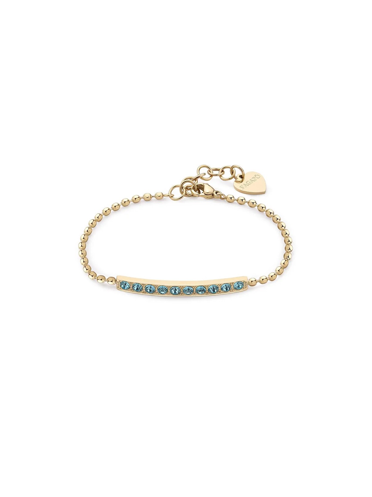 S'Agapõ Elegante bracciale placcato oro con cristalli azzurri Dazzly SDZ18 donna