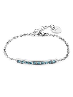 S'Agapõ Bracciale in acciaio abbagliante con cristallo azzurro chiaro Dazzly SDZ15 donna