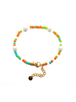 Troli Bracciale giocoso placcato oro con perline colorate donna