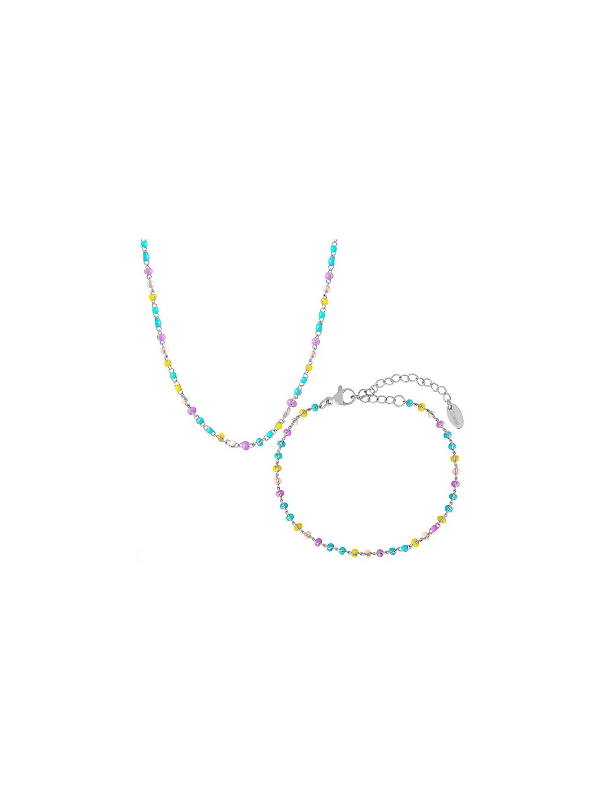 Troli Set di gioielli in acciaio giocoso con perline (collana, bracciale) donna