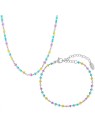 Troli Set di gioielli in acciaio giocoso con perline (collana, bracciale) donna