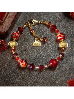 Lampglas Elegante bracciale Scarlet Aura con perle Lampglas BP21 in oro 24k donna