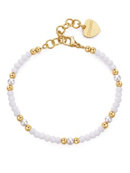 S'Agapõ Bracciale con perline placcate oro e perle artificiali Glint SGI20 donna