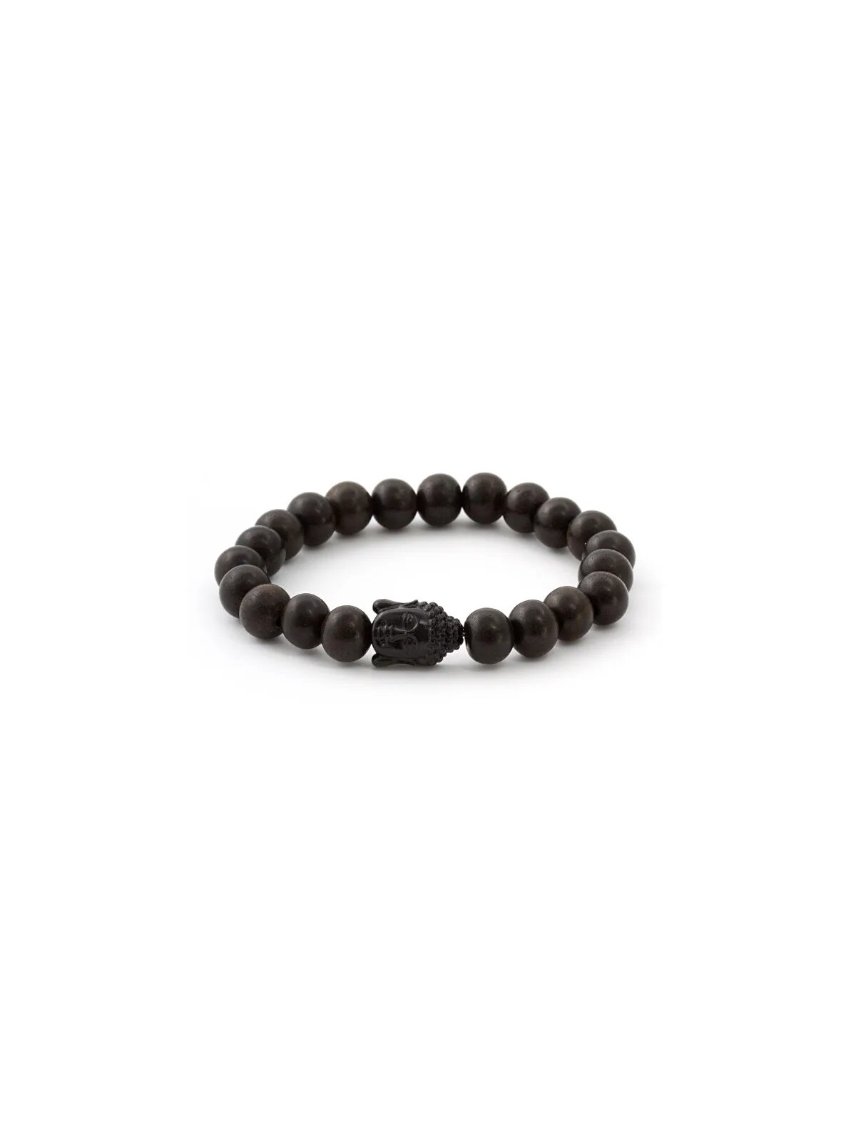 Agato Bracciale in perline di legno di ebano MINK03 - Lunghezza: 17 cm unisex