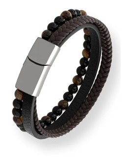 Troli Bracciale in pelle di design con perline Pelle uomo