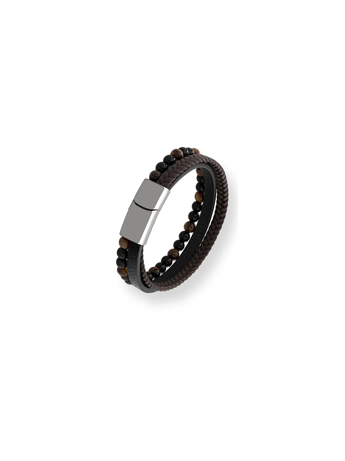 Troli Bracciale in pelle di design con perline Pelle uomo