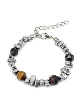 Troli Bracciale di perline in acciaio con occhio di tigre uomo
