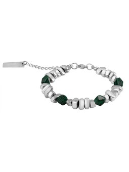 Troli Bracciale di perline in acciaio con malachite uomo
