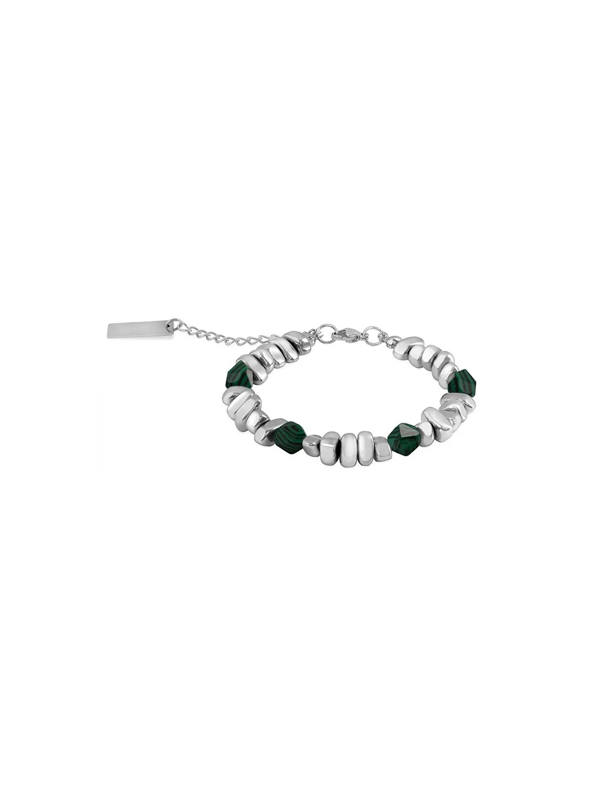 Troli Bracciale di perline in acciaio con malachite uomo