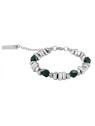 Troli Bracciale di perline in acciaio con malachite uomo