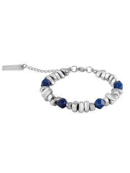 Troli Bracciale di perline in acciaio con lapislazzuli uomo