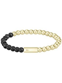 Lacoste Bracciale con perline in acciaio placcato oro Orbe 2040247 uomo
