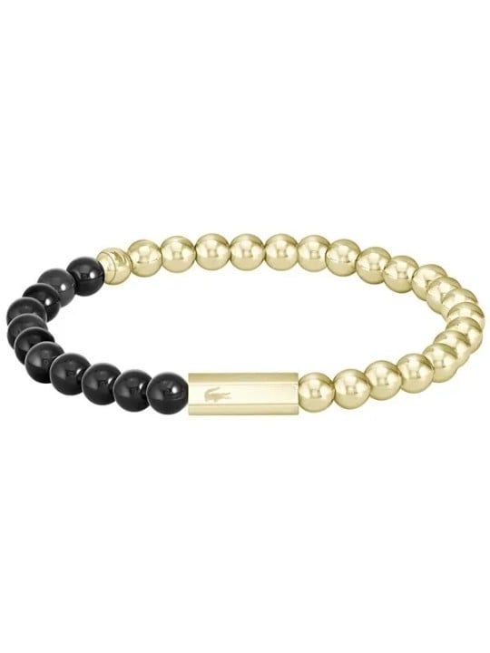 Lacoste Bracciale con perline in acciaio placcato oro Orbe 2040247 uomo
