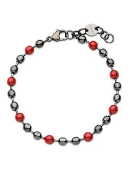S'Agapõ Bracciale con perline in acciaio ondulato per uomo SRP69 uomo