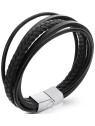 Troli Bracciale realizzato con cinturini in pelle nera Pelle uomo