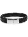 Troli Bracciale da uomo in corda intrecciata in pelle nera uomo