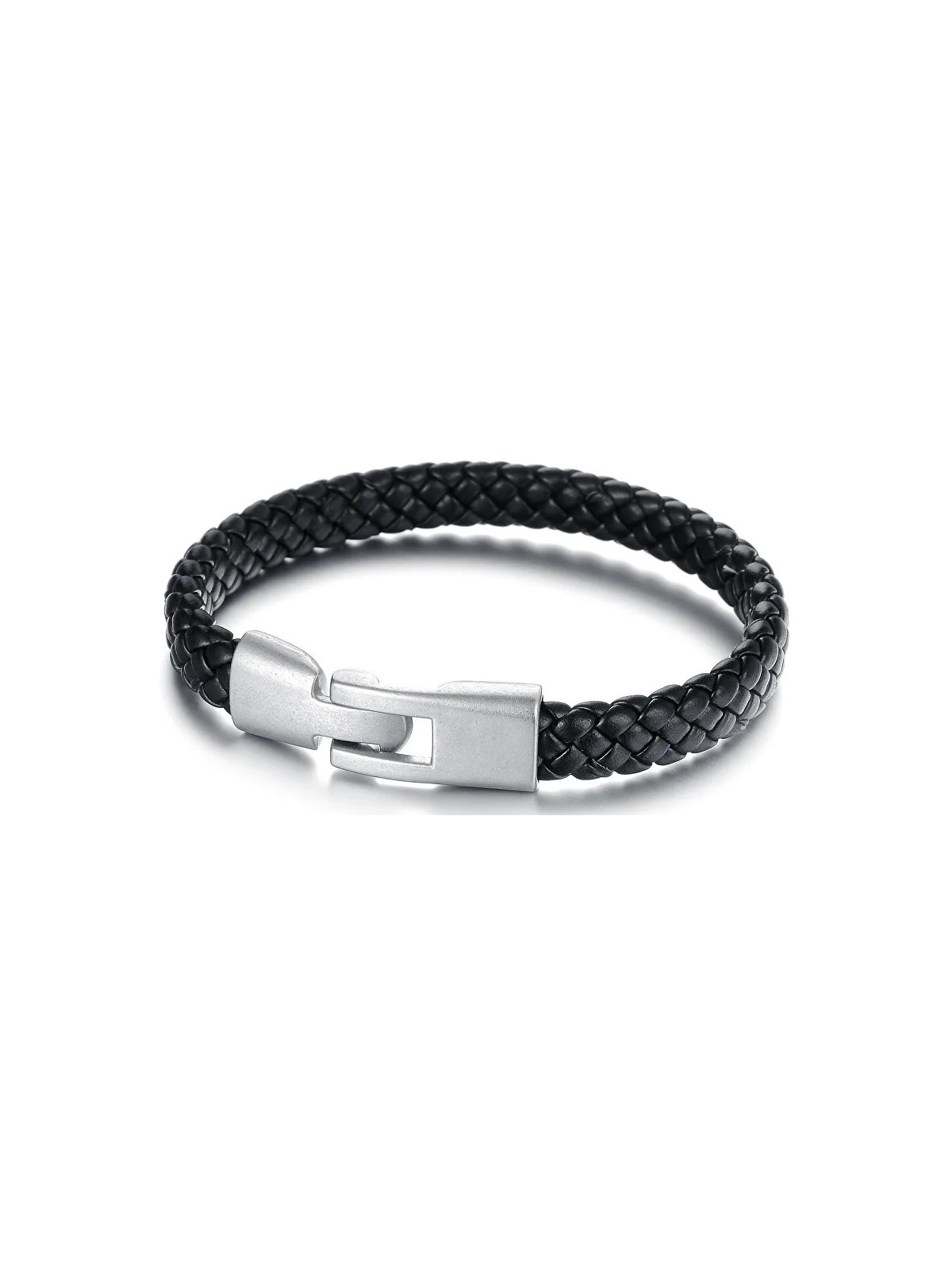Troli Bracciale da uomo nero in pelle intrecciata uomo